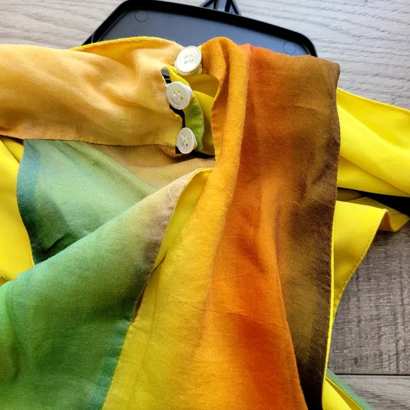 Natori Ombre Cross-Halter Camisole in Yellow, Orange & Green - Picture 5 of 6